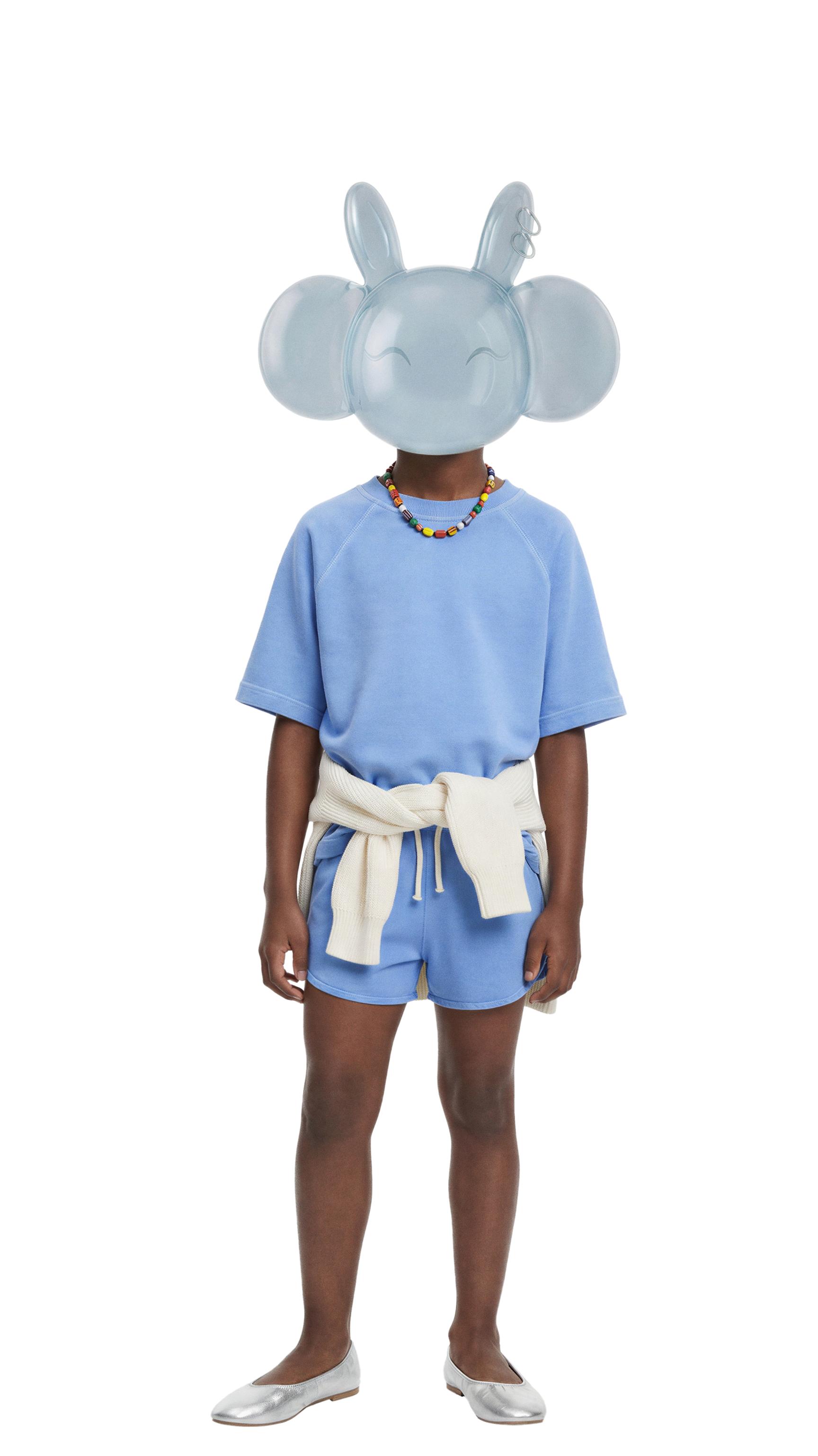 PLAIN JOGGING T-SHIRT AND SHORTS SET — Blue