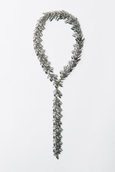 Zara LEAF METAL NECKLACE - Silver