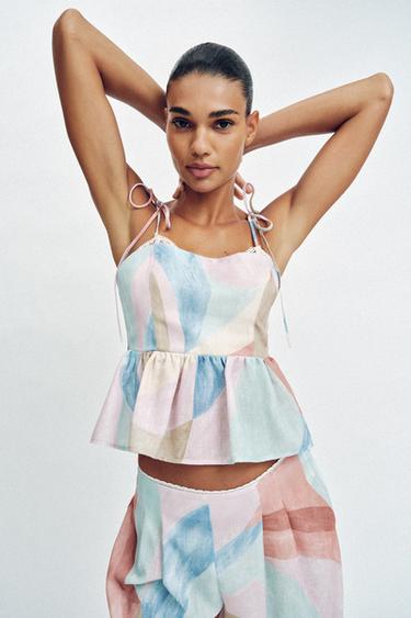 PRINTED WIDE-LEG TROUSERS - Multicoloured by Zara - Image 3