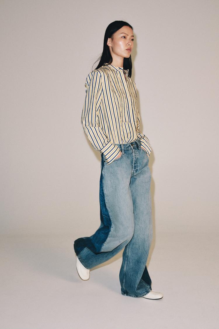 Jeans ZW COLLECTION de tiro medio y pierna barril con patchwork 3