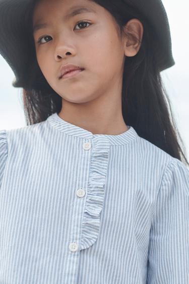 CHEMISE À RAYURES AVEC VOLANT ÉDITION LIMITÉE - Bleu / Blanc de Zara - Image 2