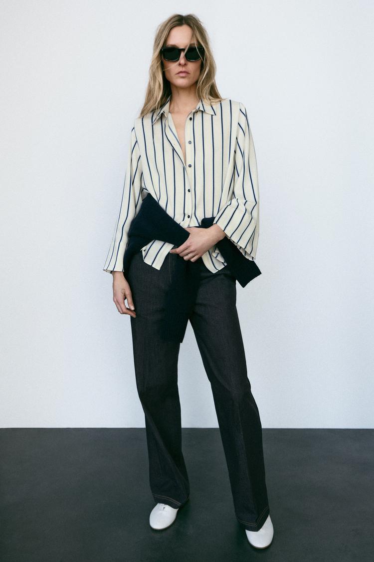 WIDE SLEEVE STRIPED BLOUSE