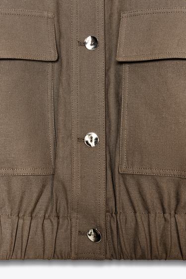 VESTE MANCHES LARGES EN LIN - Marron clair de Zara - Image 7
