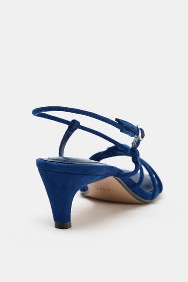 LEATHER KNOTTED HIGH-HEEL SANDALS - Bluish by Zara - Image 3