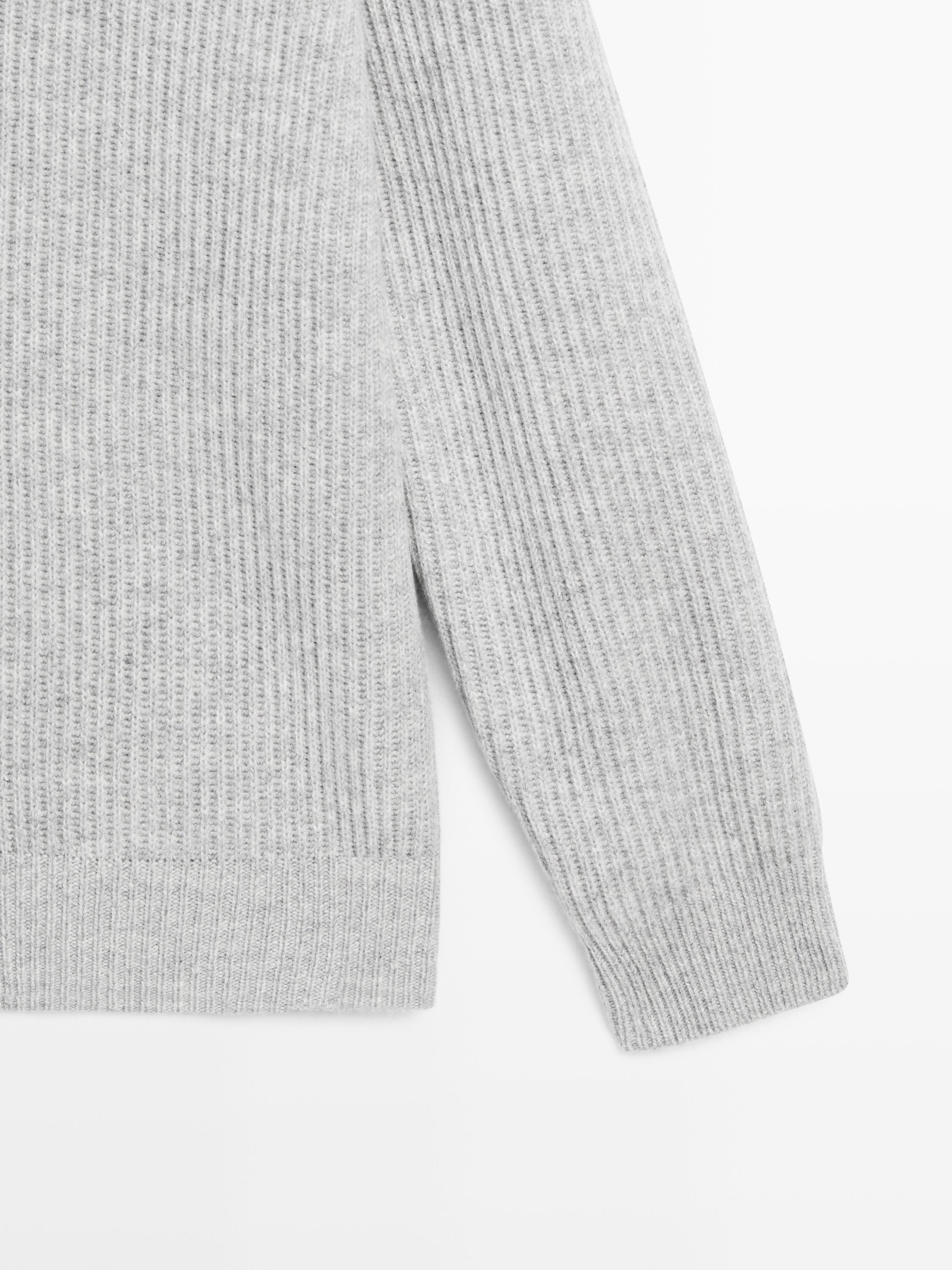 Knit wool blend cardigan with collar