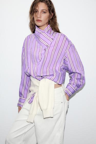 STRIPED WRAP SHIRT - 118 by Zara