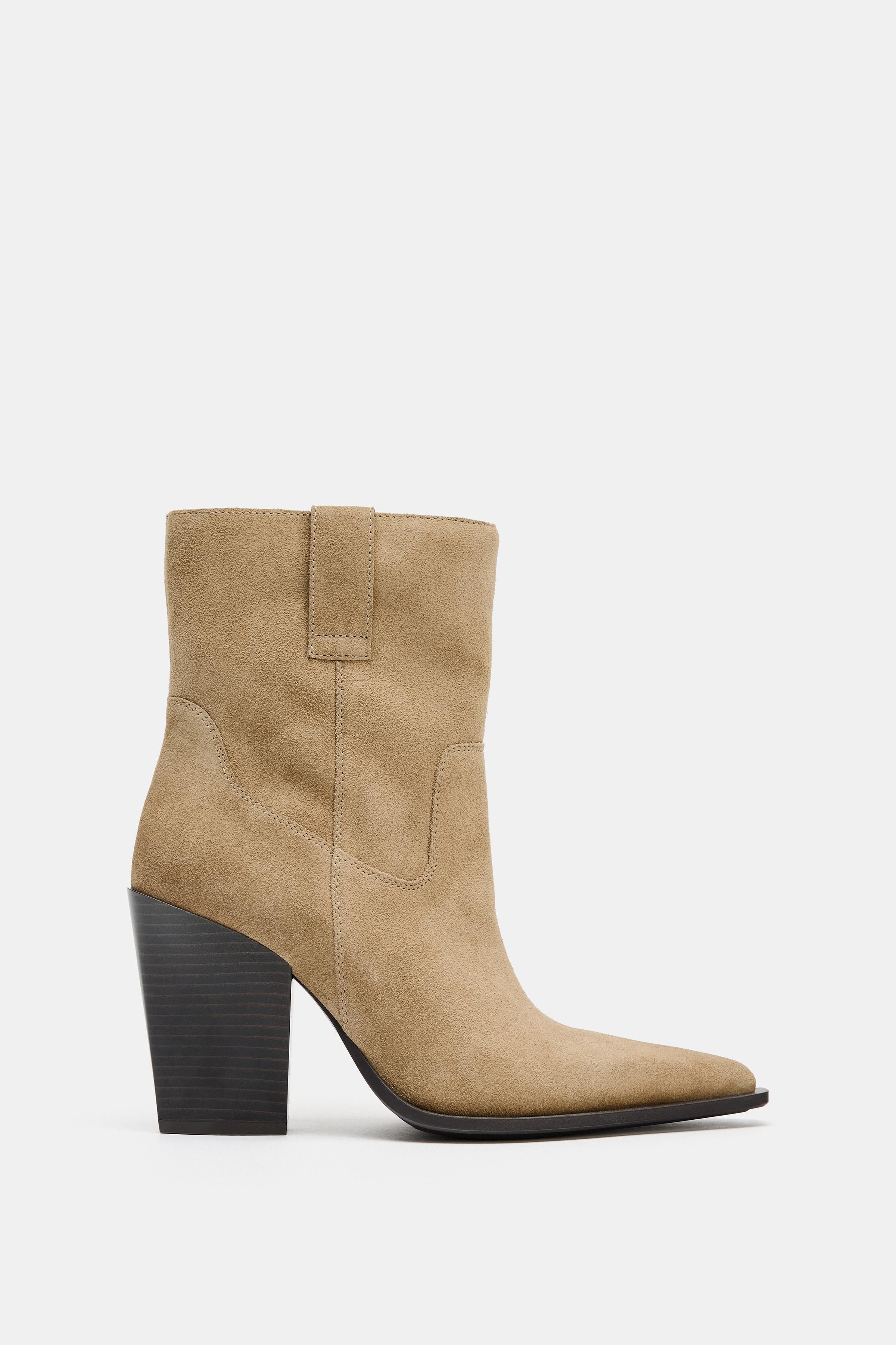Женские ботинки Zara SUEDE COWBOY ANKLE BOOTS — фото 3