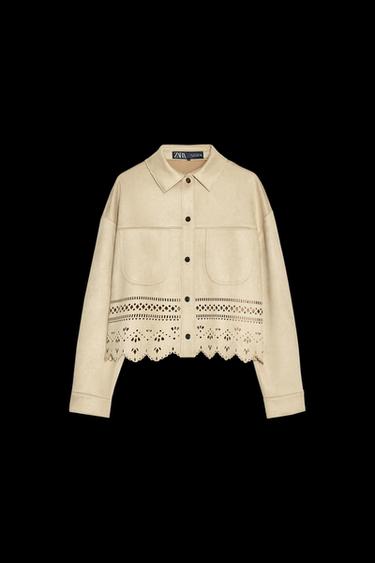 CAZADORA TROQUELADA EFECTO ANTE - Tostado de Zara - Imagen 0
