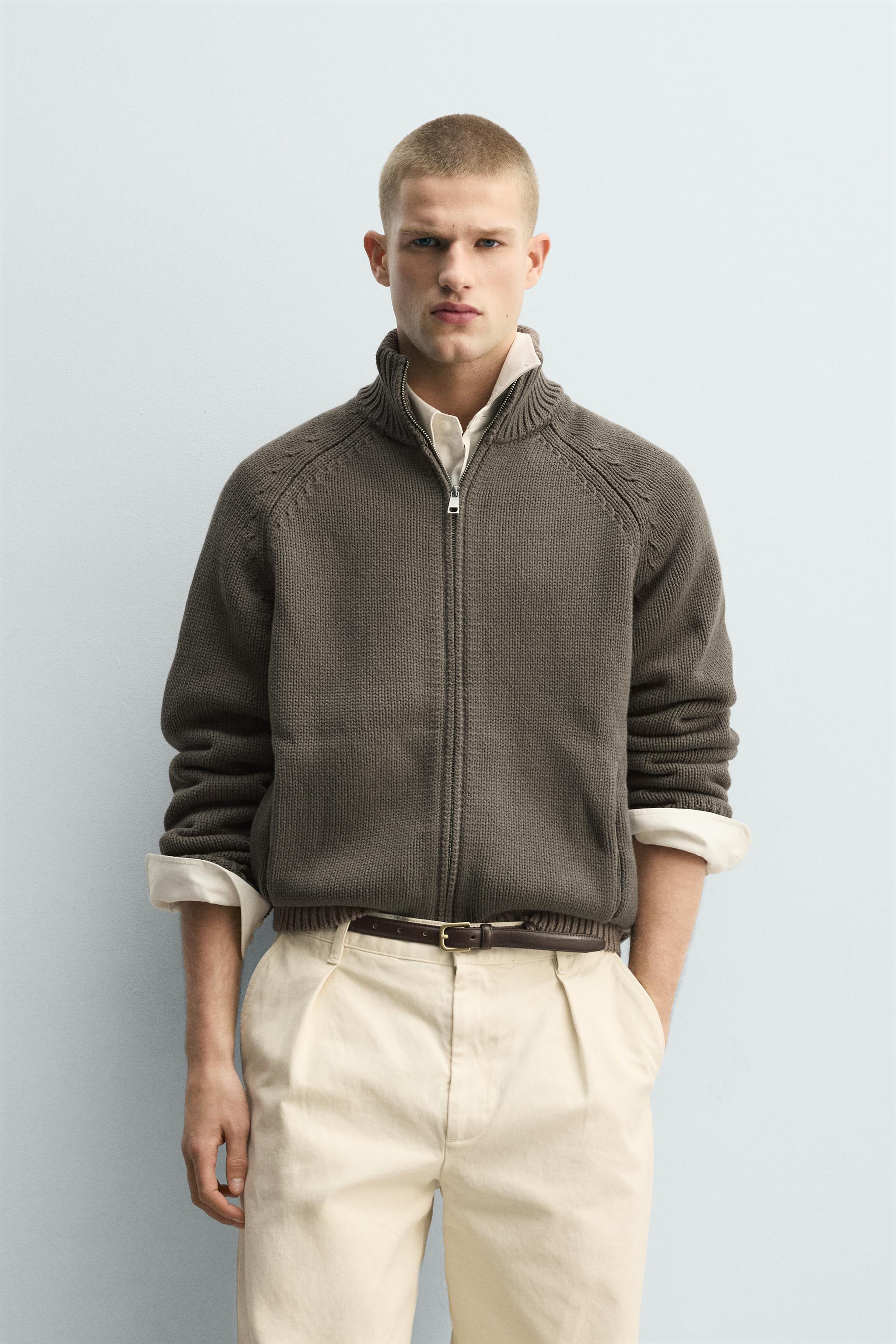 WASHED TEXTURED KNIT CARDIGAN