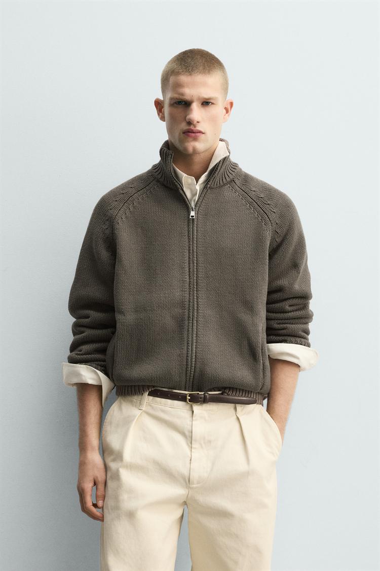 ZARA WASHED TEXTURED KNIT CARDIGAN