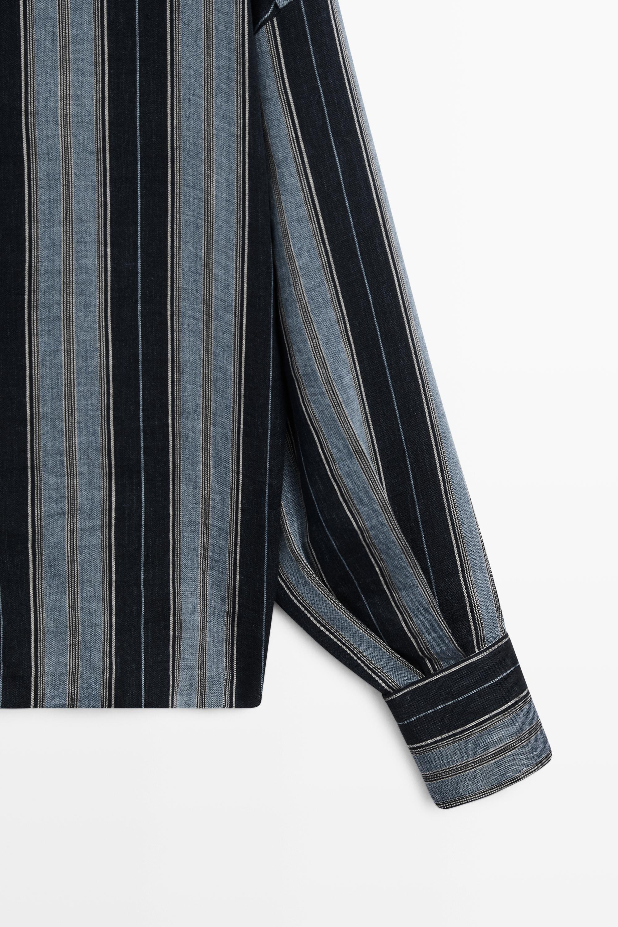 Chemise fluide rayée en coton et lin
