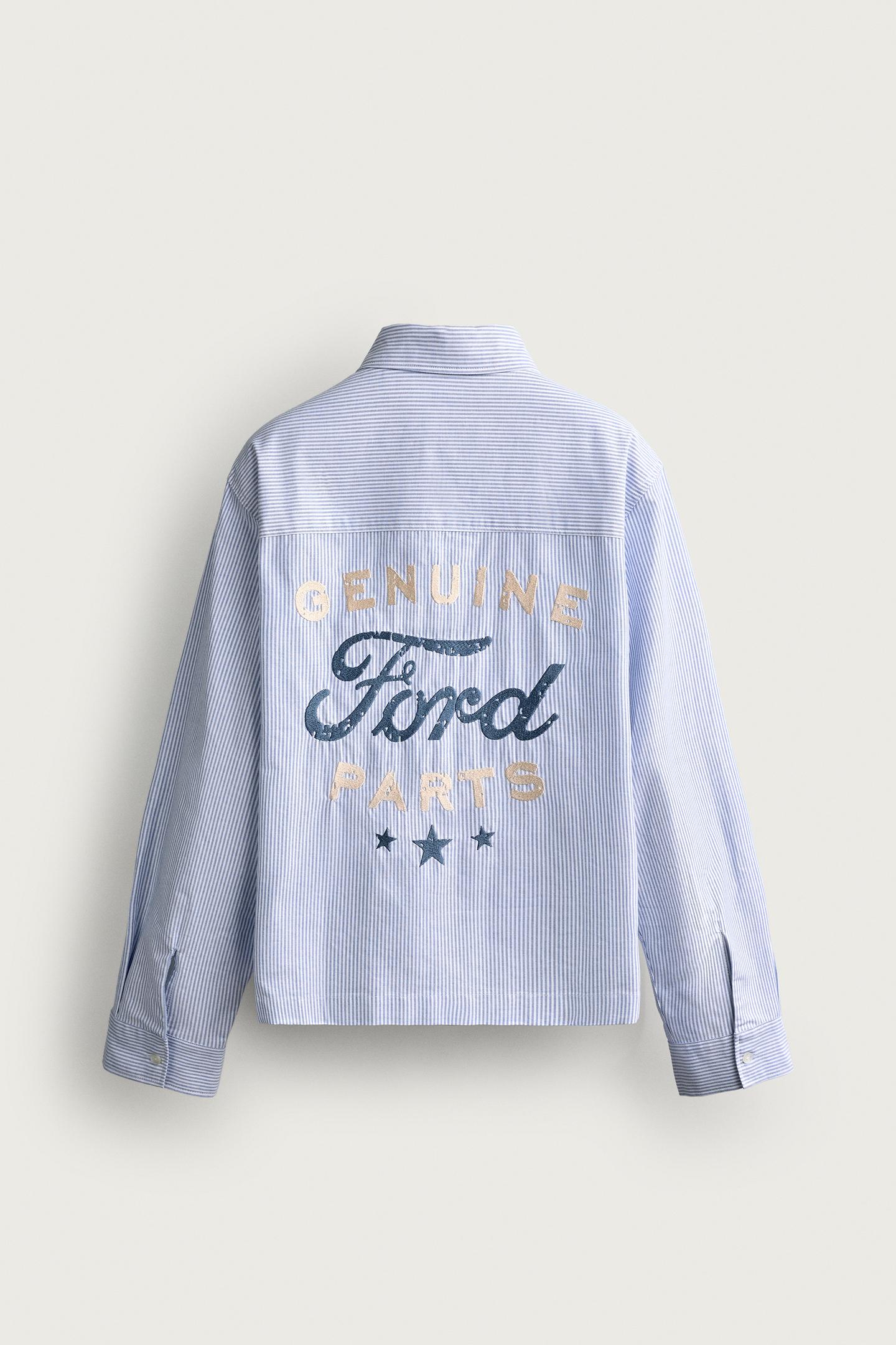 Мужская рубашка Zara Ford © Embroidered Cropped Shirt, цвет: Полосатый — фото 8