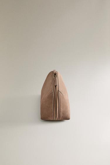 NUBUCK LEATHER WASH BAG - Taupe Grey by Zara - Image 2