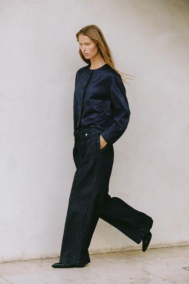 PANTALÓN ANCHO PAPERBAG - Índigo de Zara