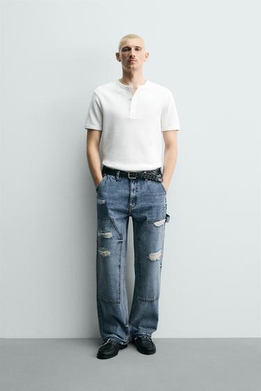 Zara RELAXED FIT CARPENTER POCKET JEANS - Blue - Image 0
