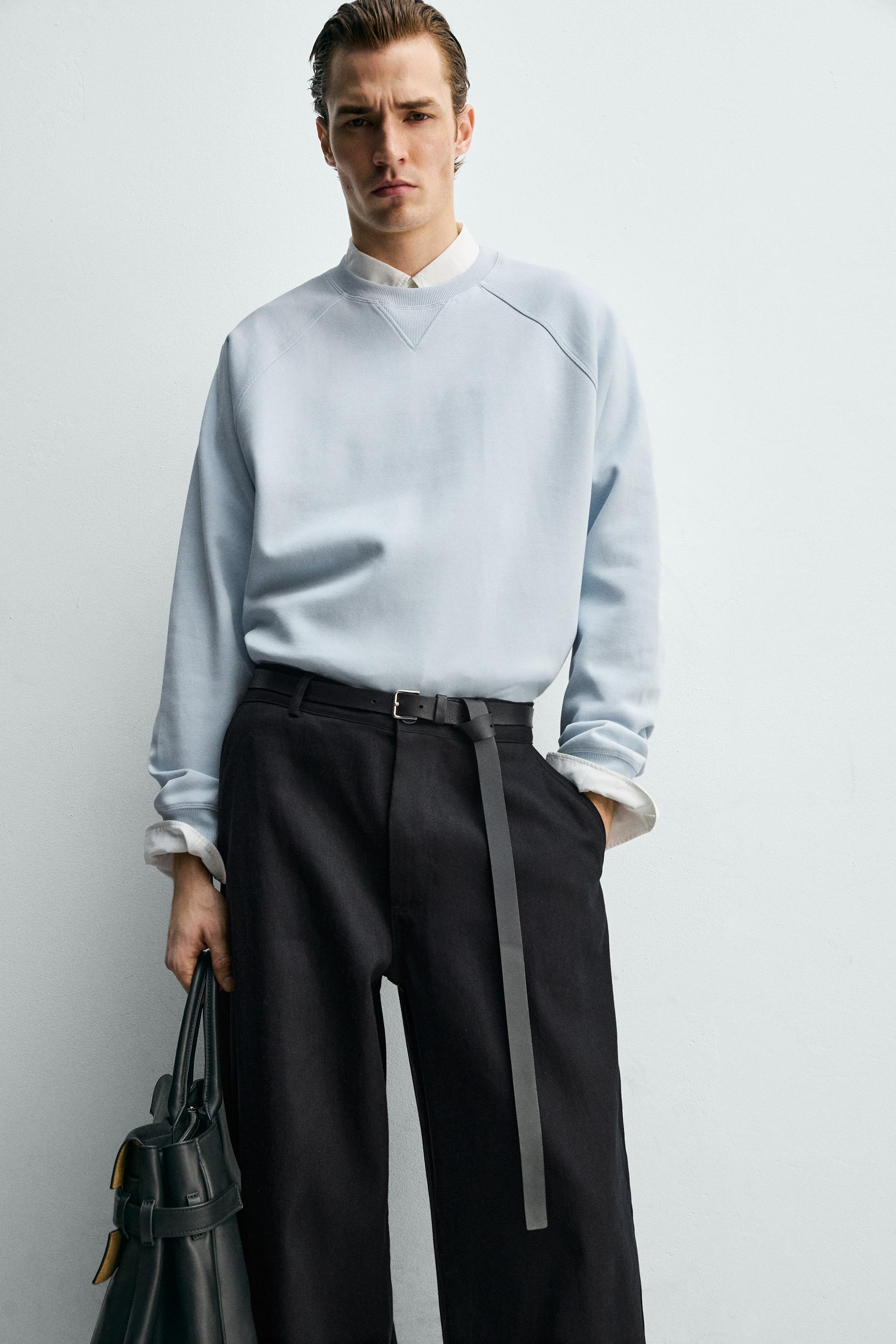 WASHED PIQUÉ TEXTURED SWEATSHIRT