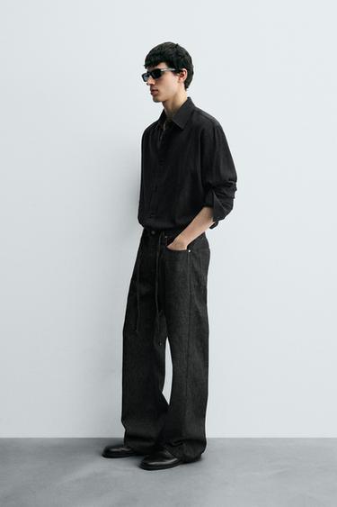 JEAN COUPE DÉCONTRACTÉE ÉVASÉE - Noir de Zara - Image 3