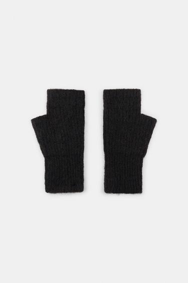 SHORT KNIT MITTENS - Black by Zara