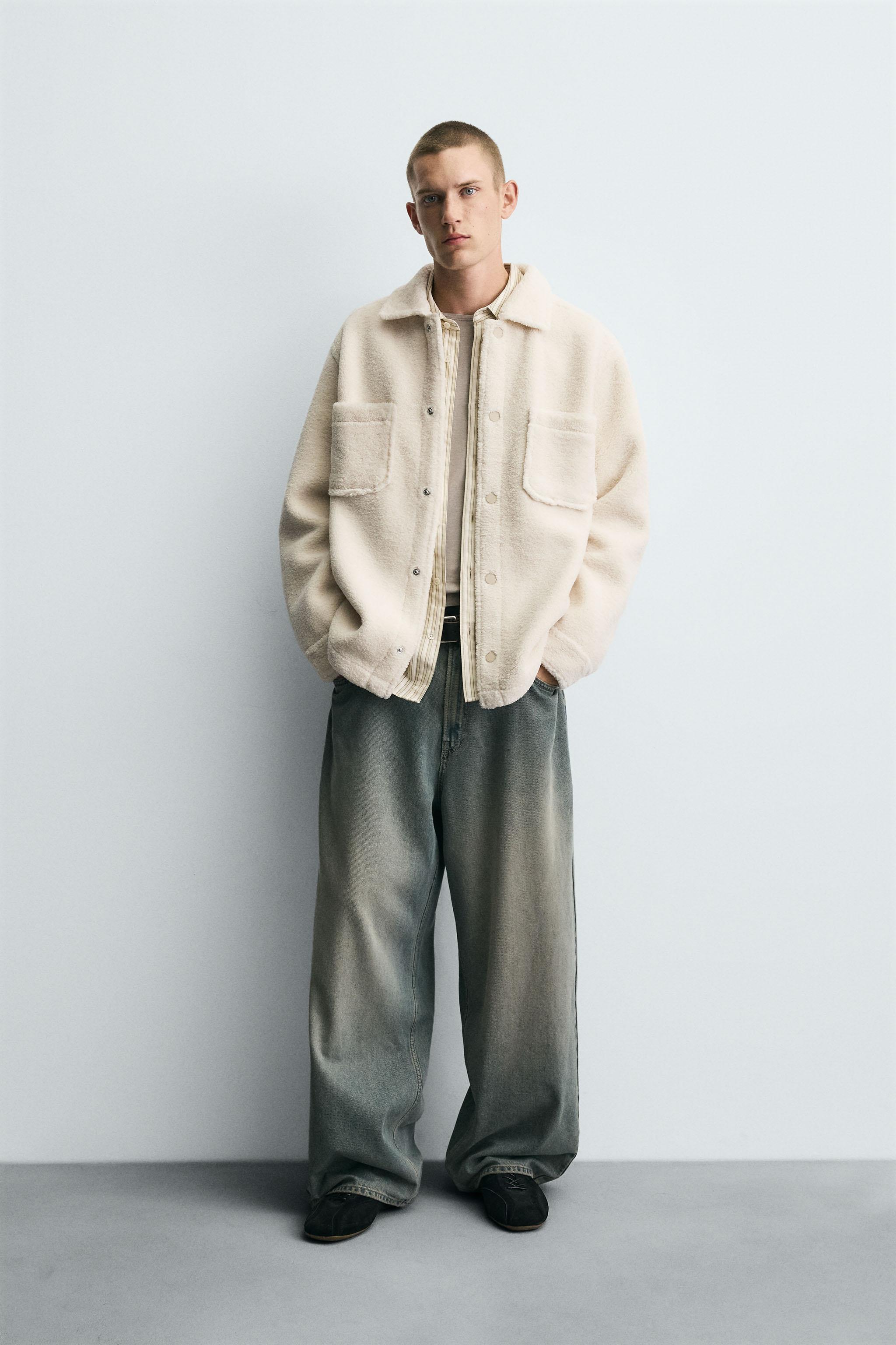 フェイクファー ポケット付きシャツジャケット - エクリュ | ZARA