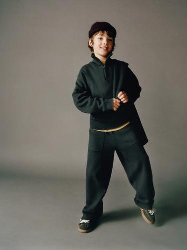 Zara KNIT CULOTTES - Dark bottle green