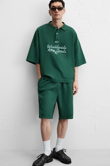 TEXTURED CARPENTER POCKET BERMUDA SHORTS - Green de Zara - Image 5