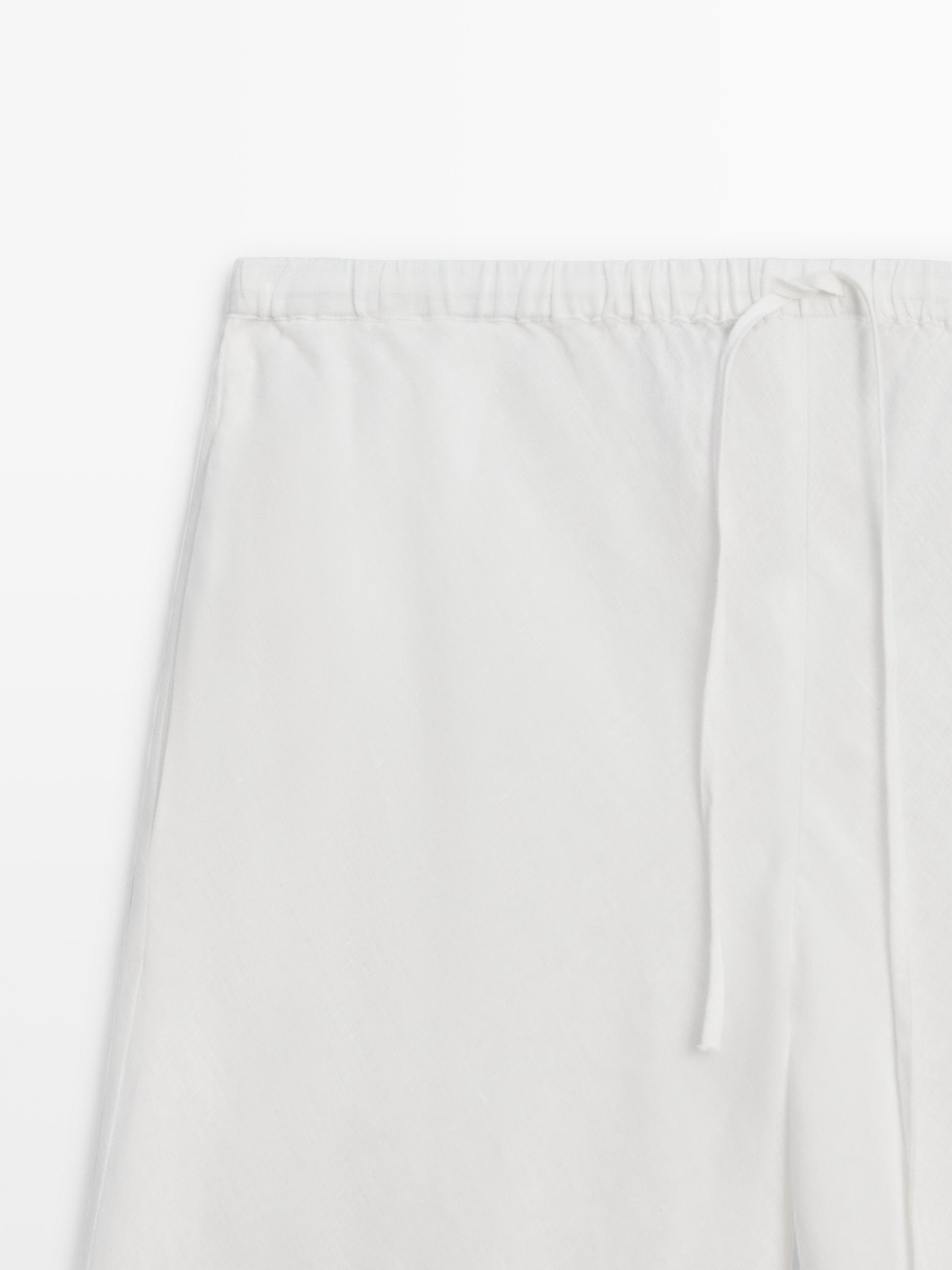 Pantalon taille élastique 100 % lin