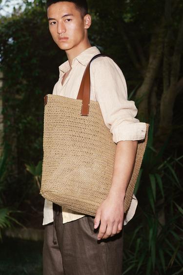 Zara 編織托特包 - 米白色