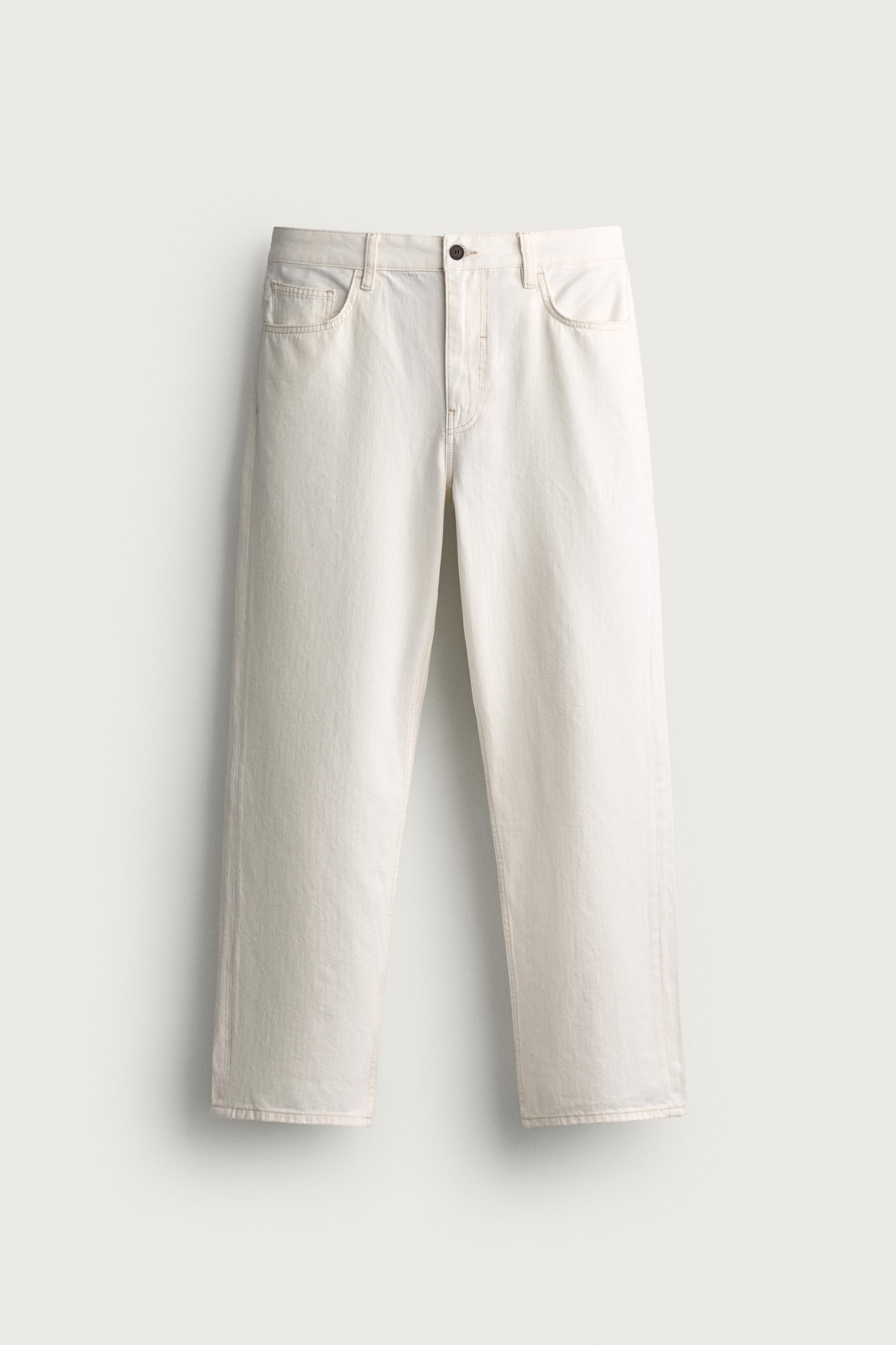 STRAIGHT FIT JEANS — Oyster-white