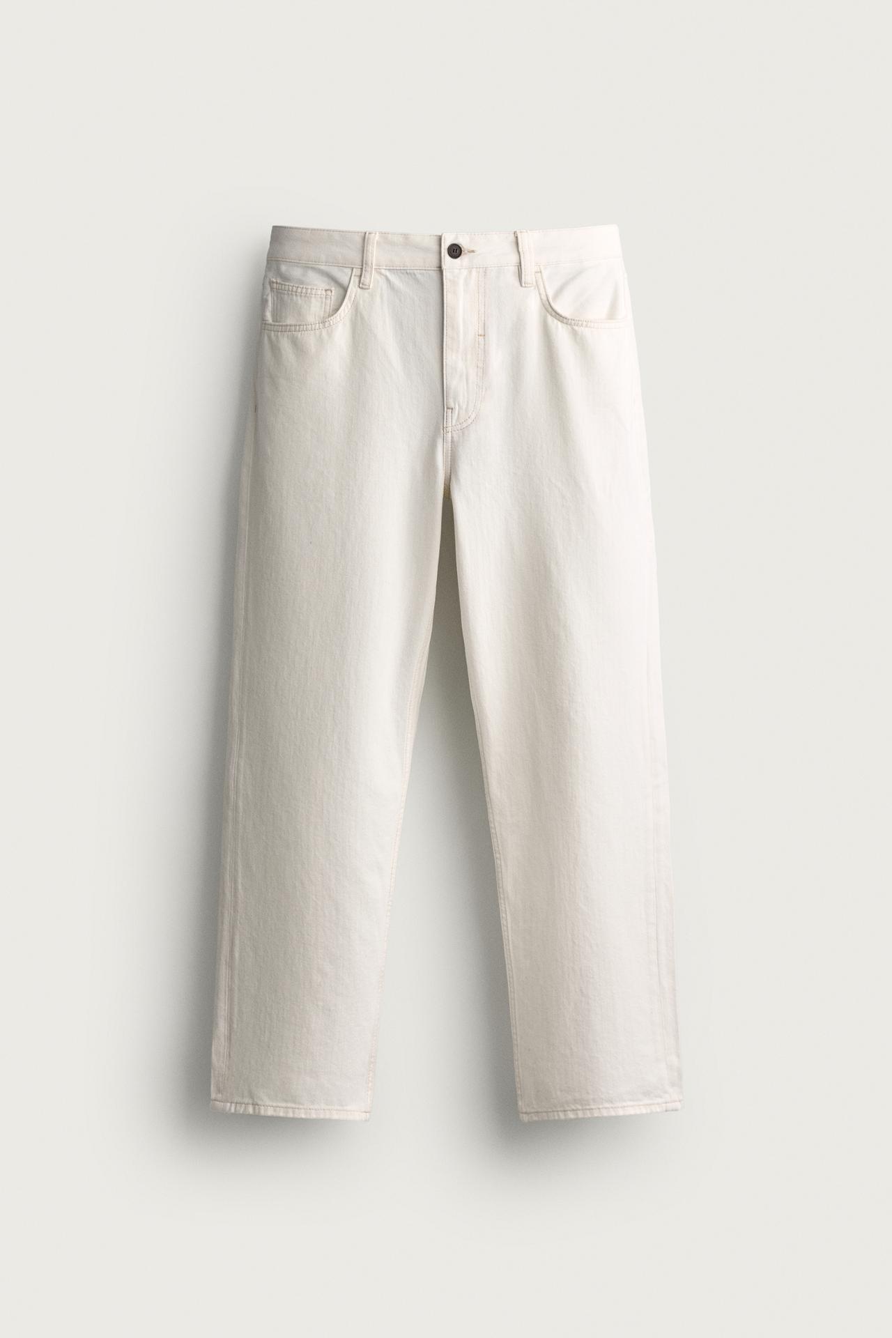 STRAIGHT FIT JEANS — Oyster-white