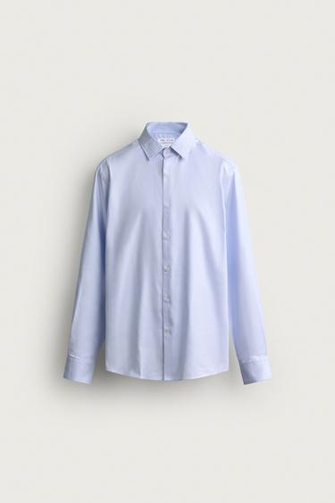 Zara TEXTURED SLIM FIT SHIRT - Sky blue