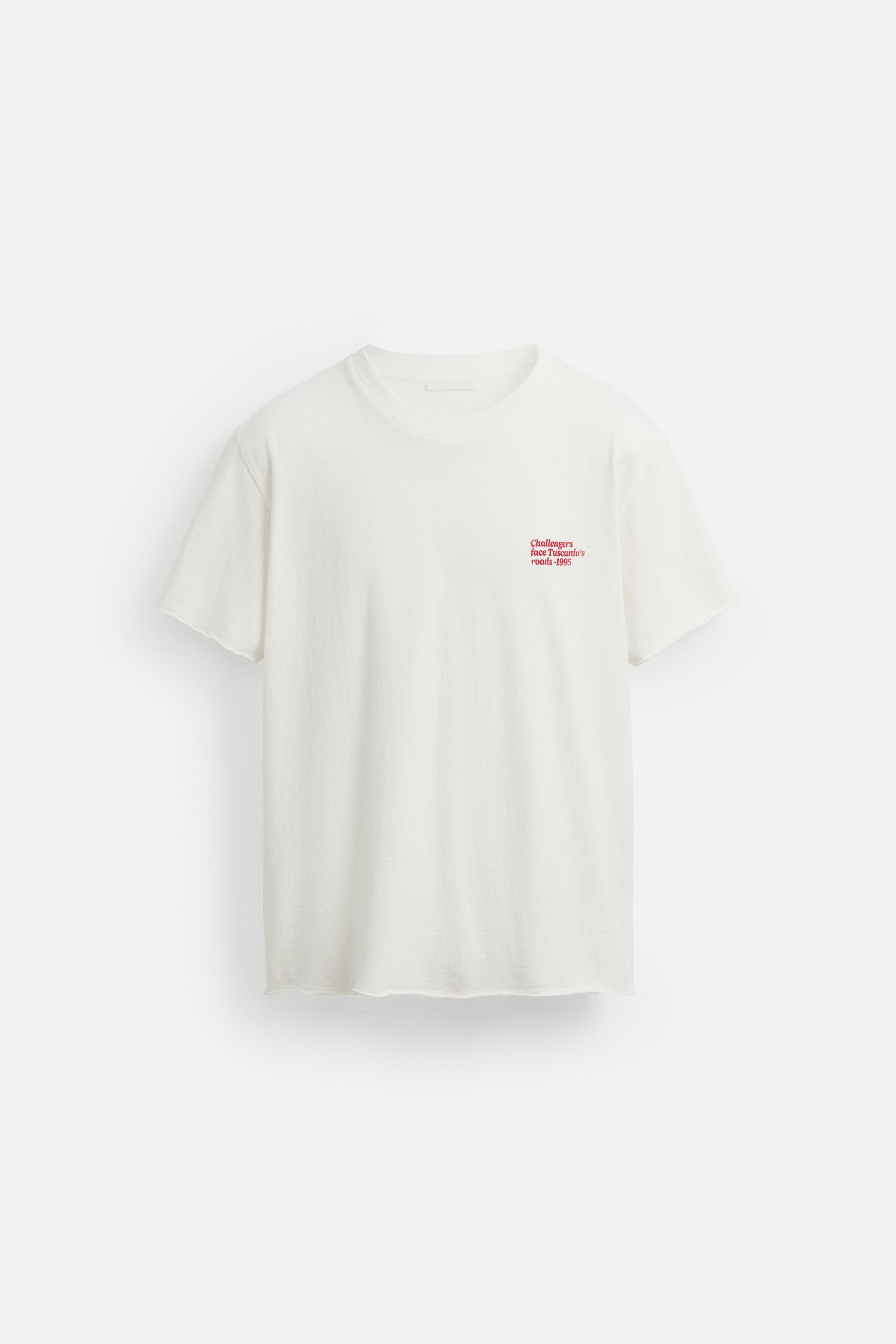 WASHED PRINT TEXT T-SHIRT - Oyster-white | ZARA United States