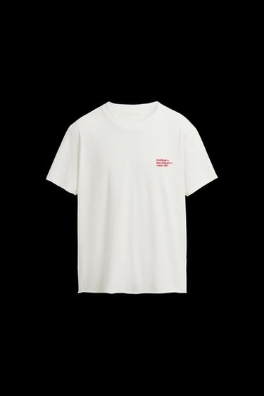 CAMISETA TEXTO ESTAMPADOS LAVADOS - Blanco roto de Zara - Imagen 0