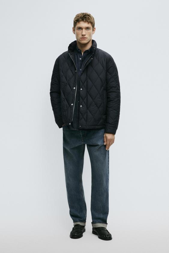 Zara Down jacket with button detail - Blue - Image 0