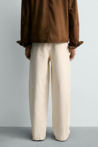 PANTALON COUPE DÉCONTRACTÉE À PLIS - Blanc cassé de Zara - Image 2