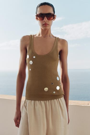 ტოპი RIB სარკეები - Zara-ს Light brown