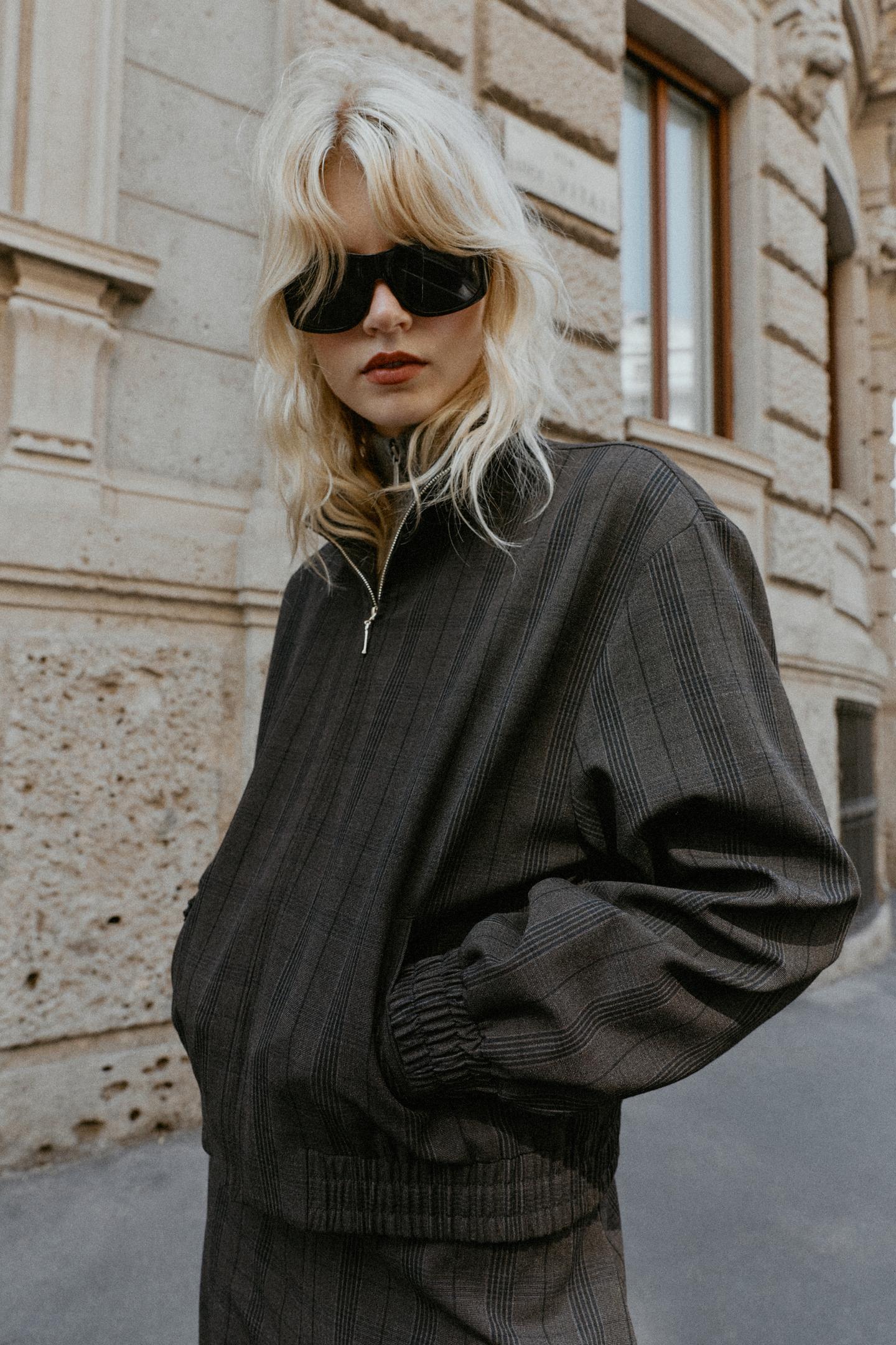 Женская куртка Zara Plaid Bomber, цвет: Тёмно-синий — фото 2