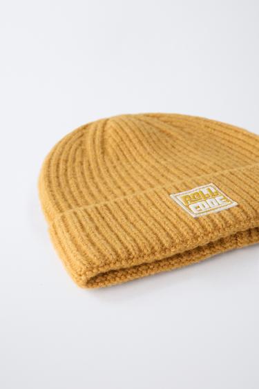 KNIT BEANIE WITH LABEL - Yellow by Zara - Image 2
