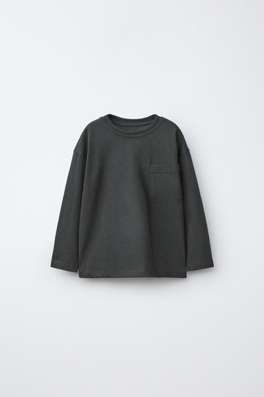 CAMISETA BOLSILLO LISA - Gris antracita de Zara
