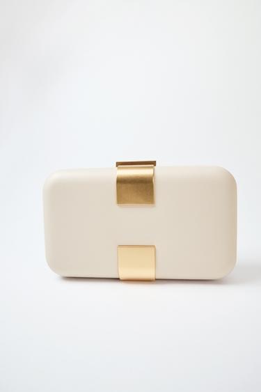 METALLIC DETAIL CLUTCH - Ecru by Zara