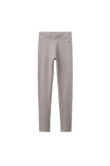 RIBBED LEGGINGS WITH MODAL AND LABEL - Taupe grey by Zara