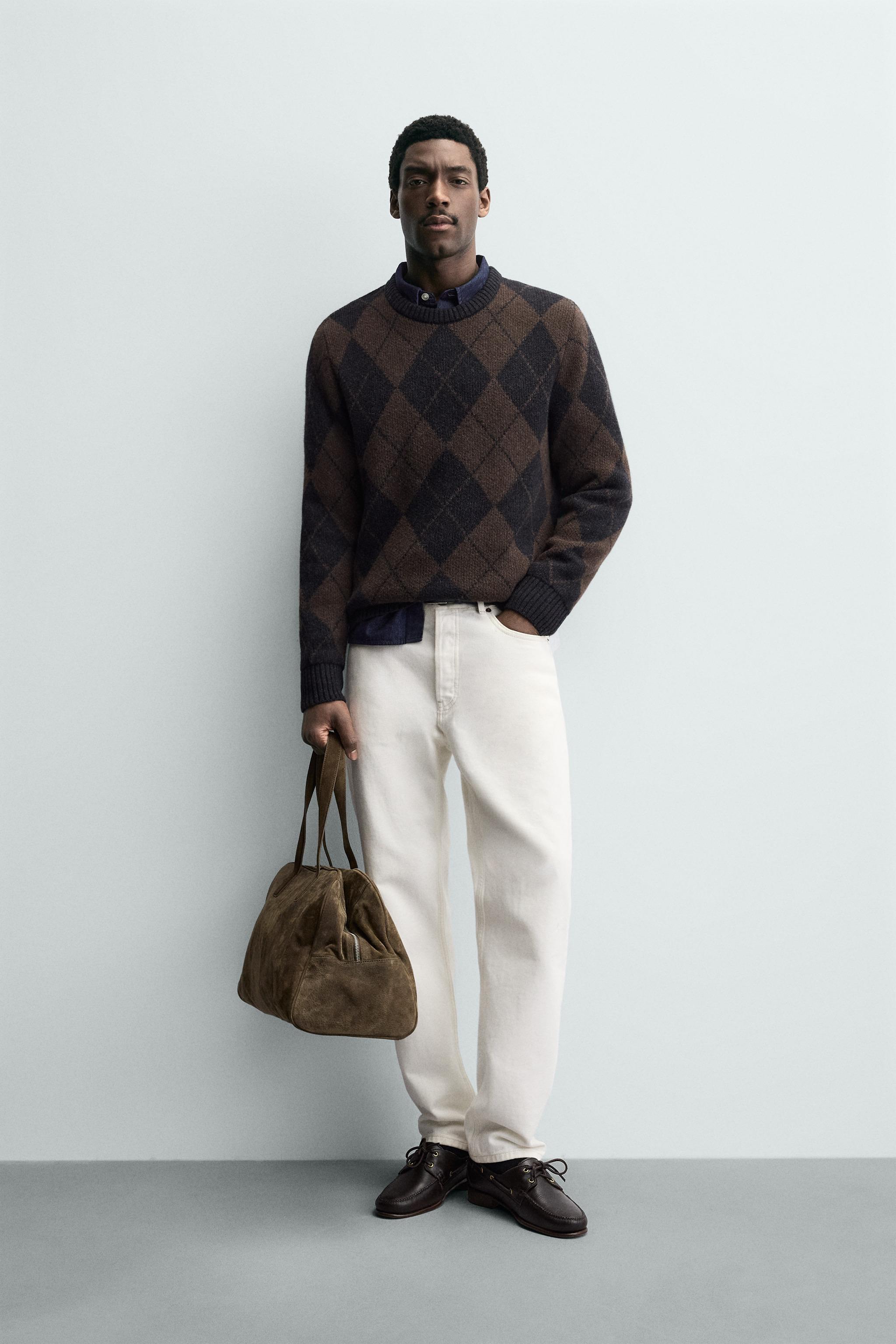 DIAMOND JACQUARD WOOL BLEND JUMPER