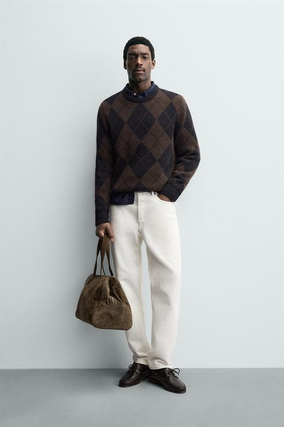 DIAMOND JACQUARD WOOL BLEND JUMPER