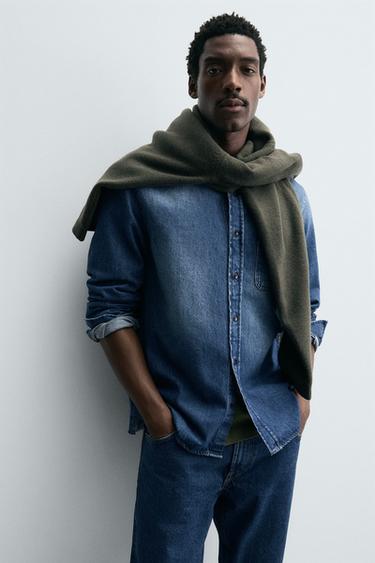 WASHED DENIM SHIRT - Mid-blue by Zara - Image 4