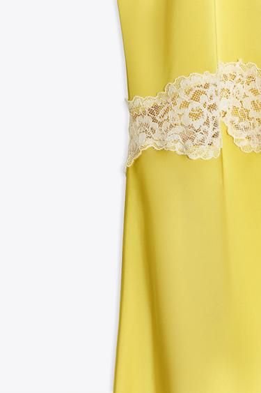 LACE TRIM CAMISOLE MIDI DRESS - Mustard by Zara - Image 4