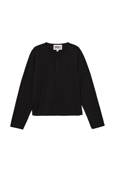 REGULAR FIT HENLEY T-SHIRT - Black by Zara