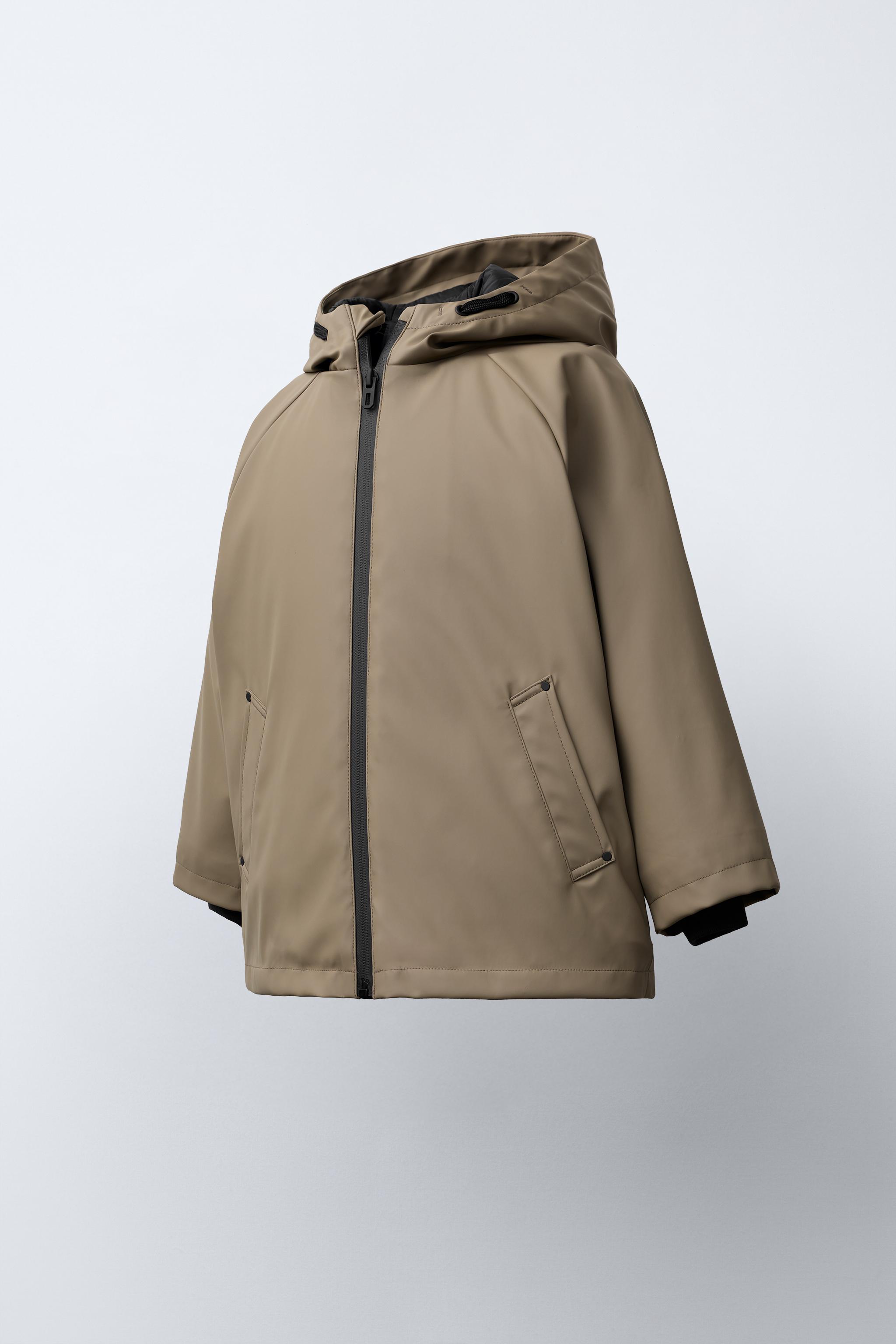 Water Repellent Zara Tan Puffer Coat Hooded Zara Jacke Beige WATER