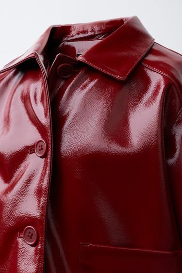 PATENT EFFECT JACKET - Burgundy by Zara - Image 4