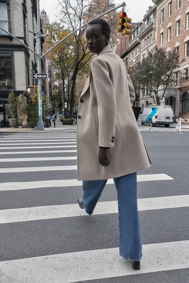 MANTEAU ÉPAULETTES DOUX - Marron clair de Zara - Image 3