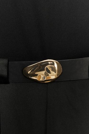 OVERALL MIT MATERIALKOMBINATION & GÜRTEL - Schwarz von Zara