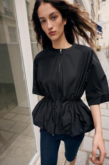 Zara PARKA JAKNA S KRATKIM RUKAVIMA I BALON KROJEM – Crna